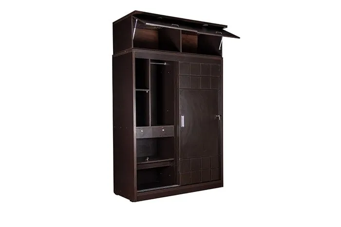 VIVDeal Dark Wenge Checkered Sliding Wardrobe With Loft